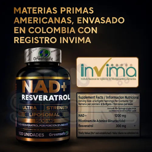 NAD + RESVERATROL x3 con INVIMA